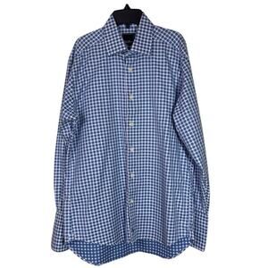 David Donahue Oxford Dress Shirt Mens 15 1/2 32/33 Gingham Check 100% Cotton